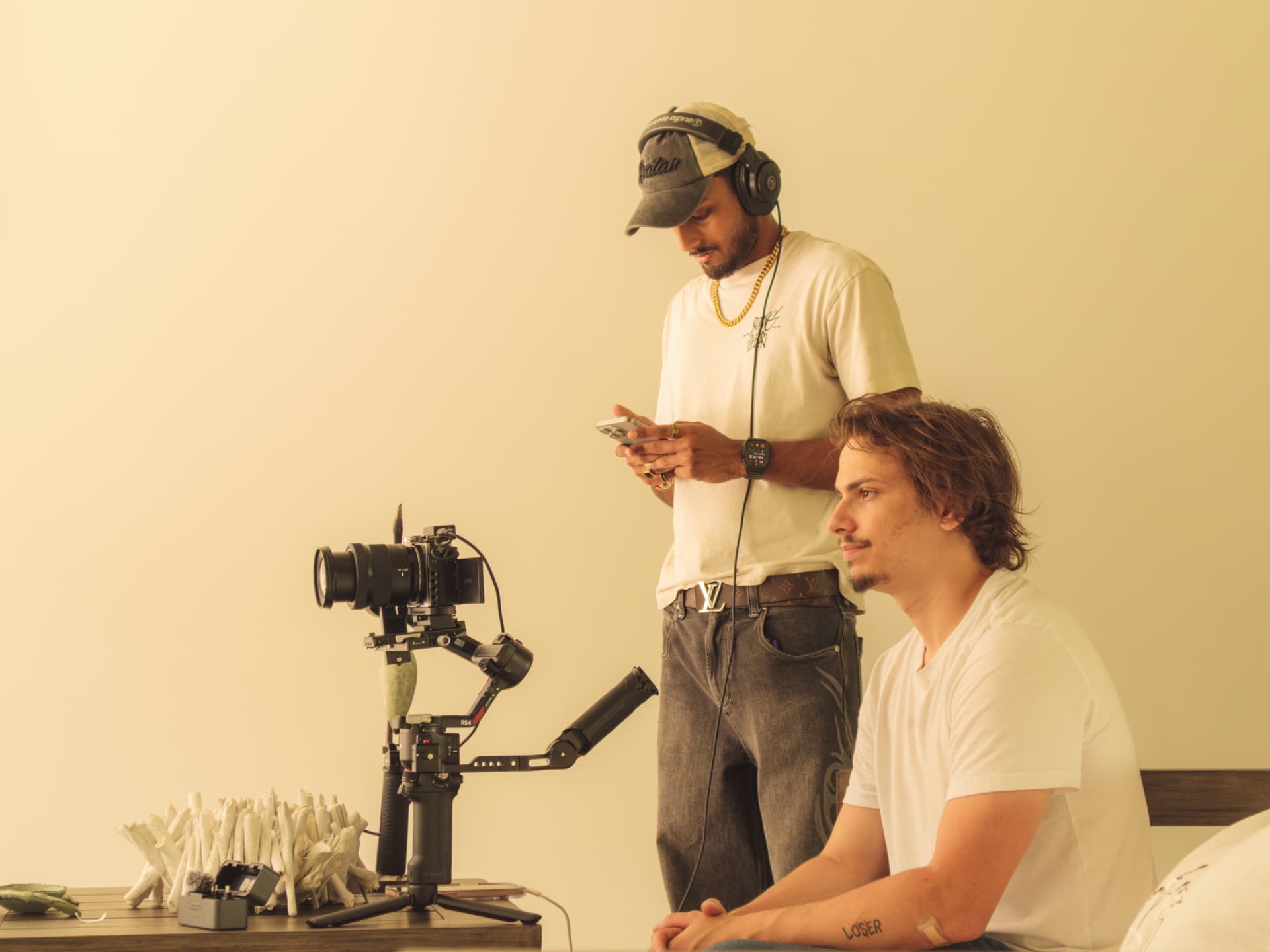 Production crew between takes